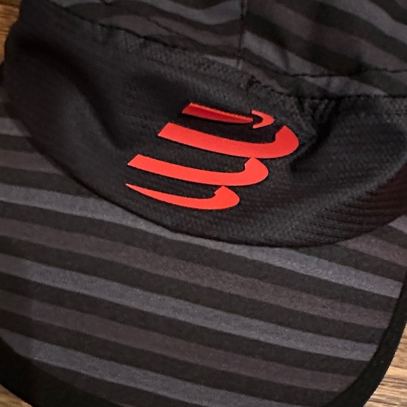 Compressport Pro Racing Hat Black Grey Stripe Lightweight Trail Run Triathlon OS - Picture 3 of 9